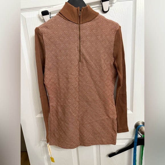 VTG Aileen 70s 80s Mod Gogo Sweater High Neck Brown Raglan Knit Top NWT NOS GEO - Picture 6 of 6